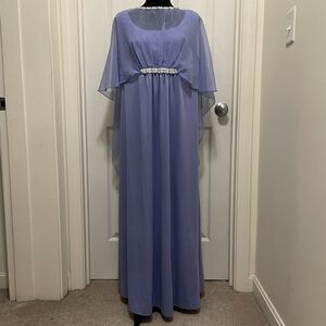 Vintage Lady Helene Formal Gown Cornflower Blue Purple 80s 90s Dress Size 20 1/2